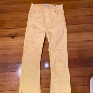 Bershka Bree Straight Leg Crop Raw Hem Yellow